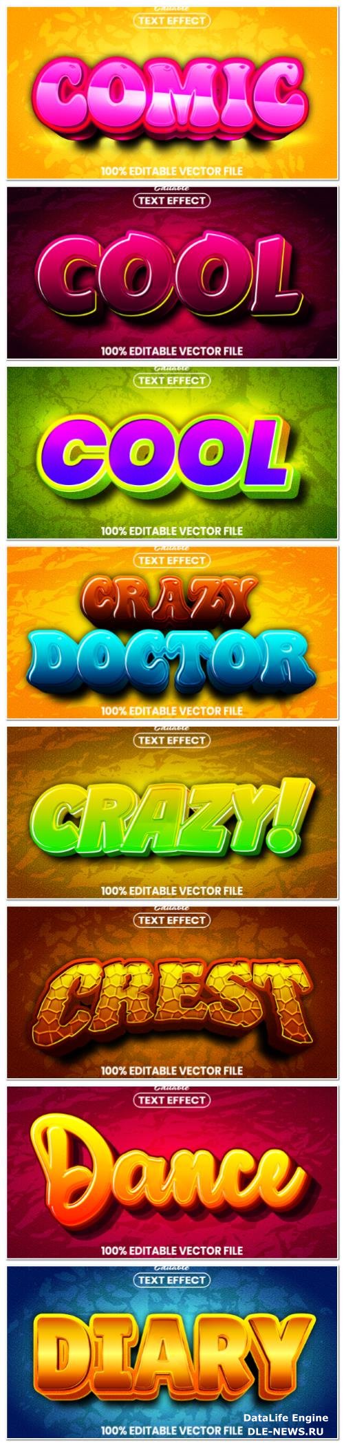 Set 3d editable text style effect vector vol 147