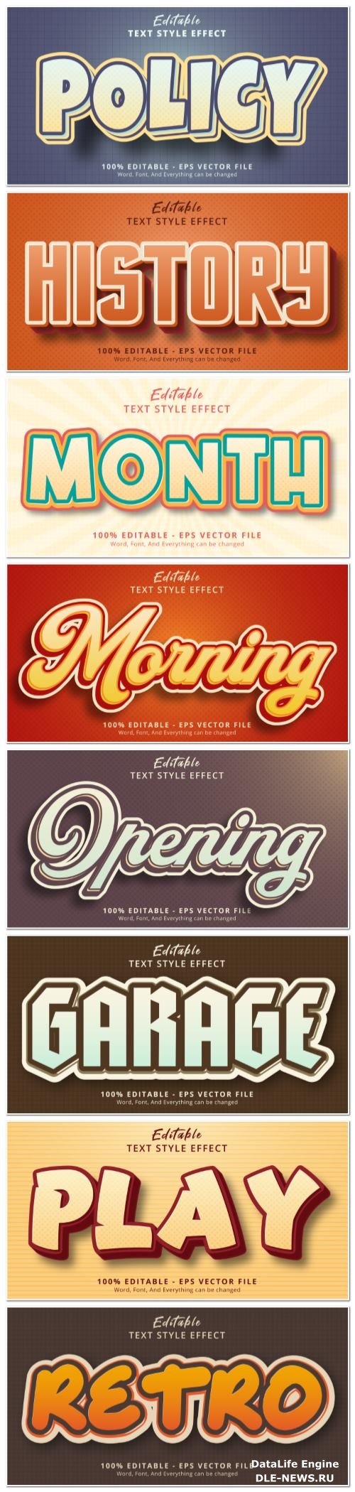 Set 3d editable text style effect vector vol 143