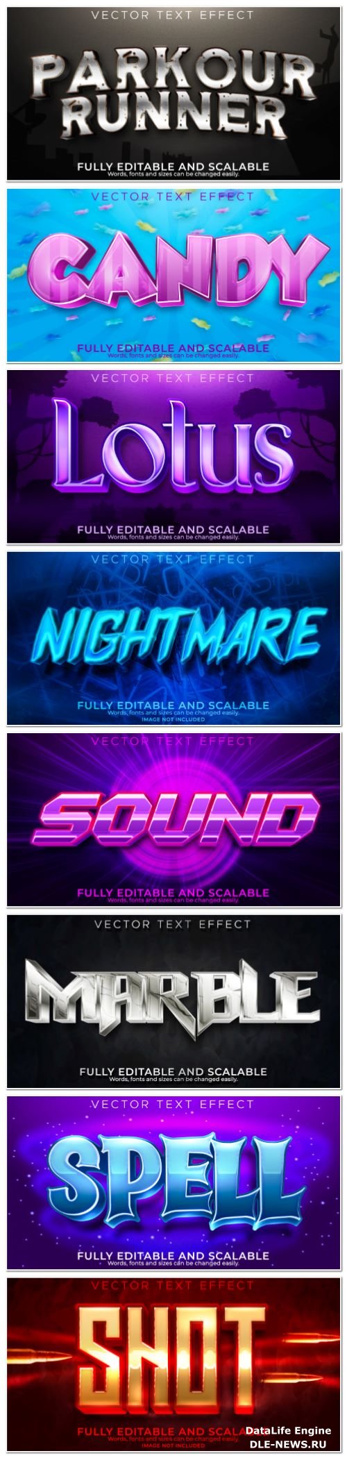 Set 3d editable text style effect vector vol 130