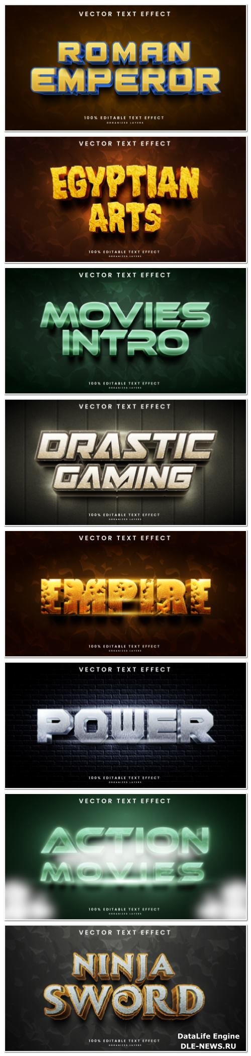 Set 3d editable text style effect vector vol 137