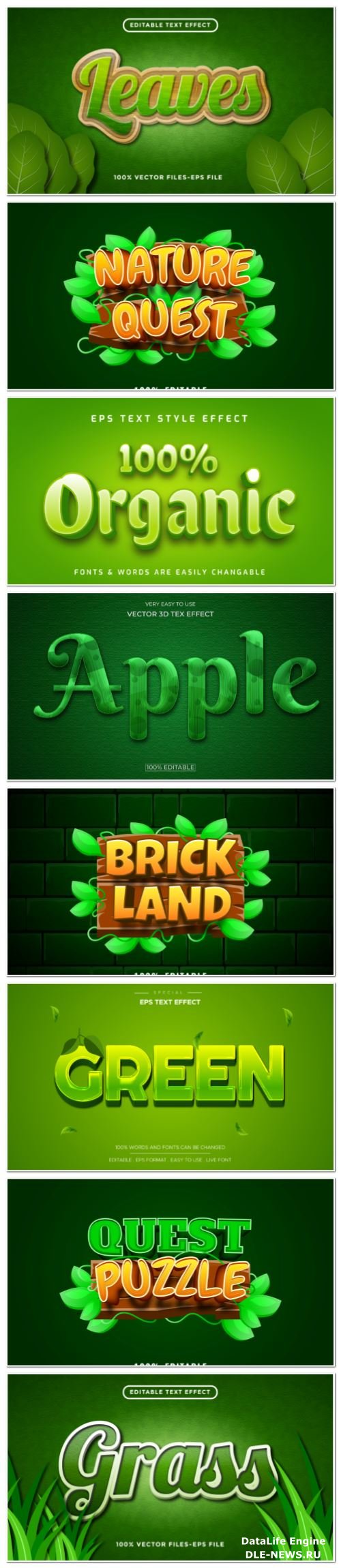 Set 3d editable text style effect vector vol 128