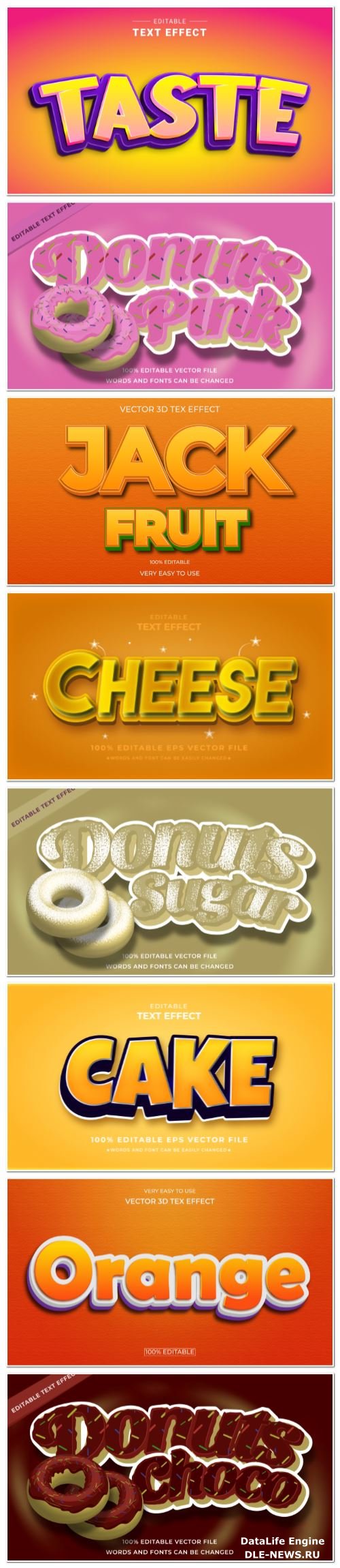 Set 3d editable text style effect vector vol 126