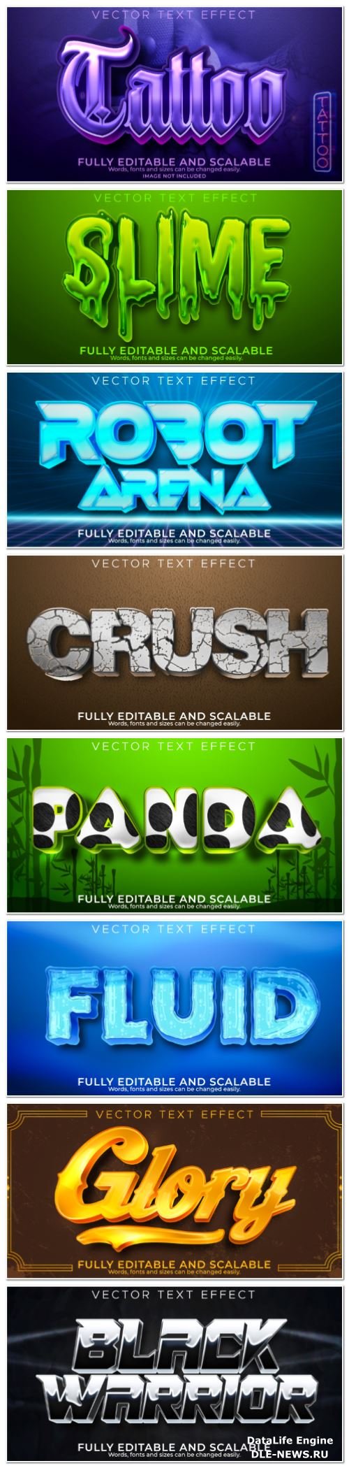 Set 3d editable text style effect vector vol 131