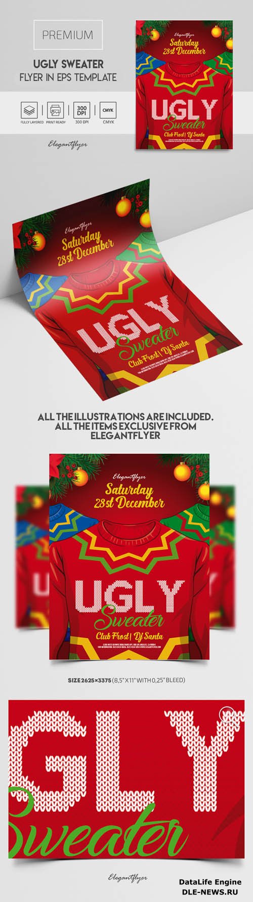 Ugly Sweater Premium Vector Flyer EPS Template