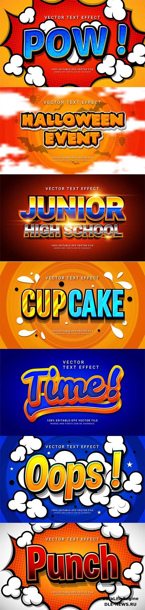 Set 3d editable text style effect vector vol 170