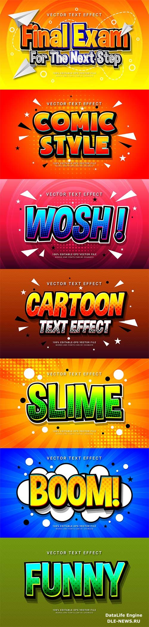 Set 3d editable text style effect vector vol 169