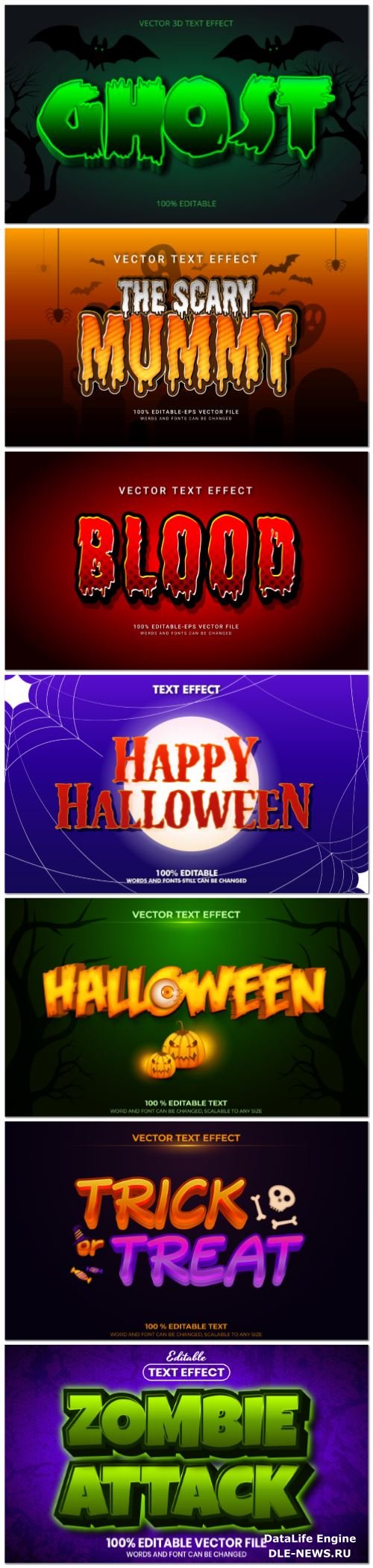 Set 3d editable text style effect vector vol 156