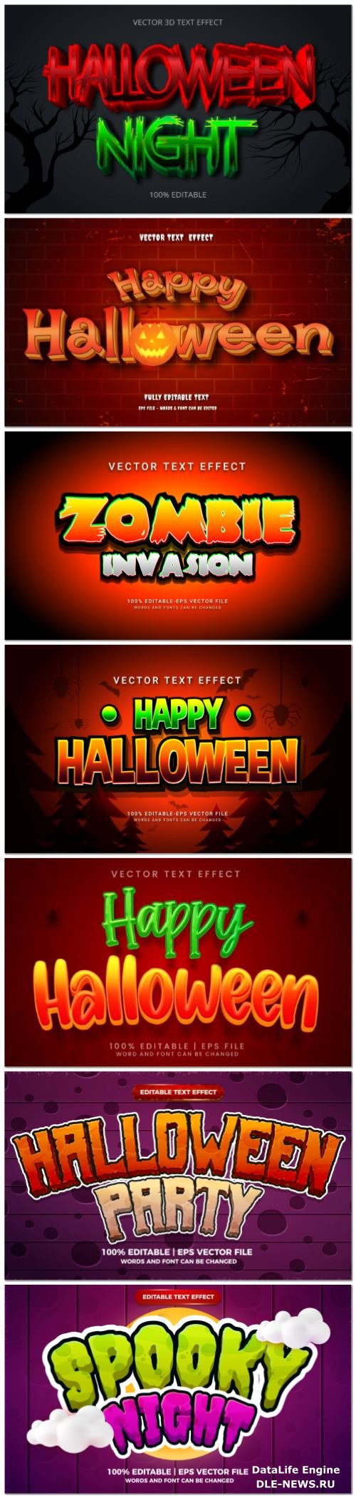 Set 3d editable text style effect vector vol 155