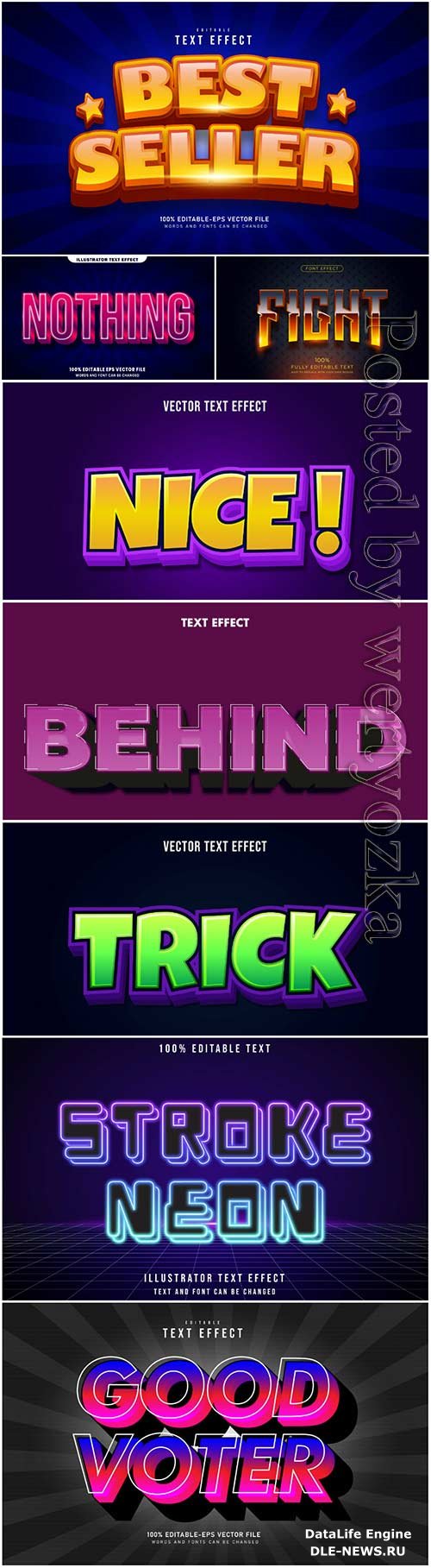 Vector text effect in style 3d