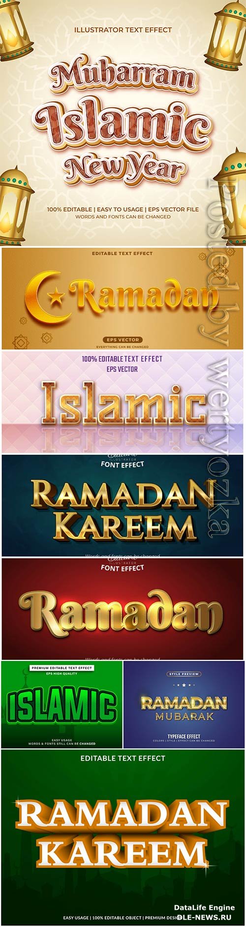 Ramadan text effect in vector