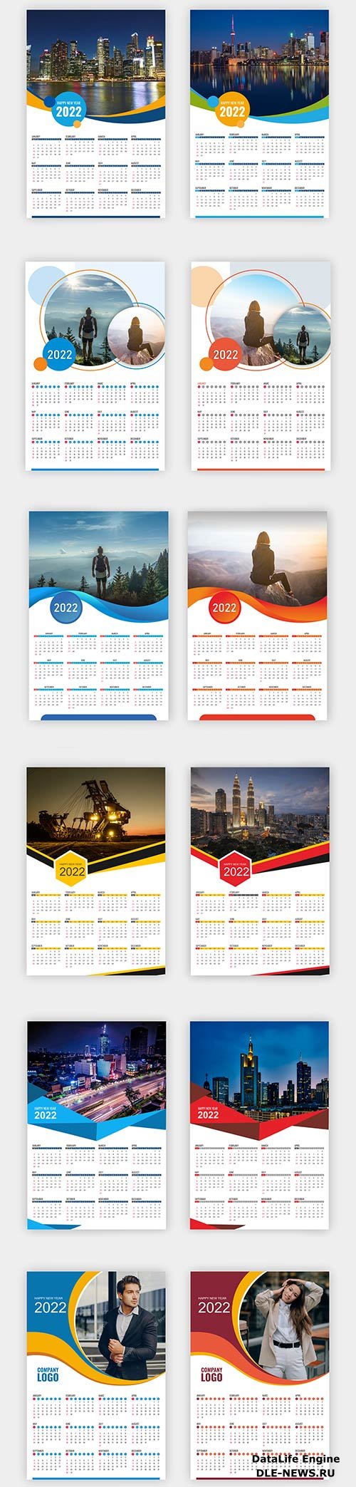 Calendar 2022 templates elegant premium vector