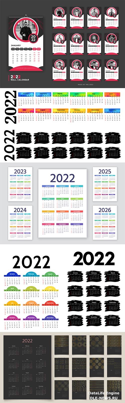 Calendar 2022 design template premium vector