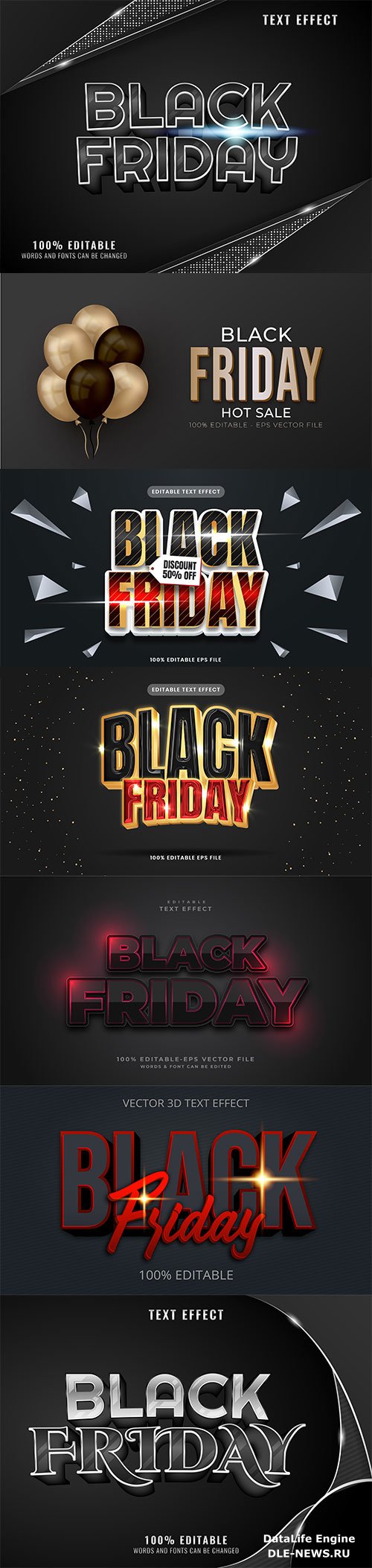 Set 3d editable text style effect vector vol 185