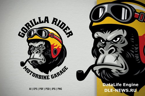 Gorilla Head Motorcycle Garage Logo