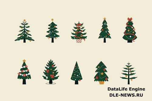 Christmas Tree Decoration Illustration Set