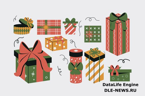 Christmas Gift Box Illustration Set