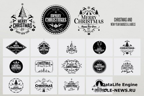 Christmas and New Year Badges & Labels