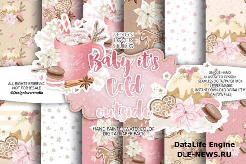 Baby its cold outside digital paper pack