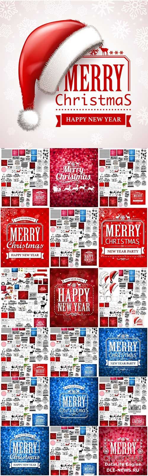 New Year and Christmas vector vol 12