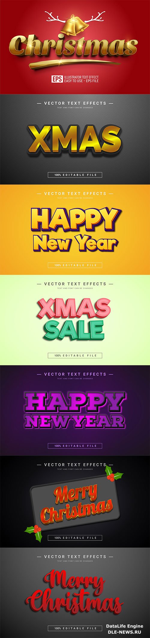 2022 New year, Merry christmas editable text effect premium vector vol 16