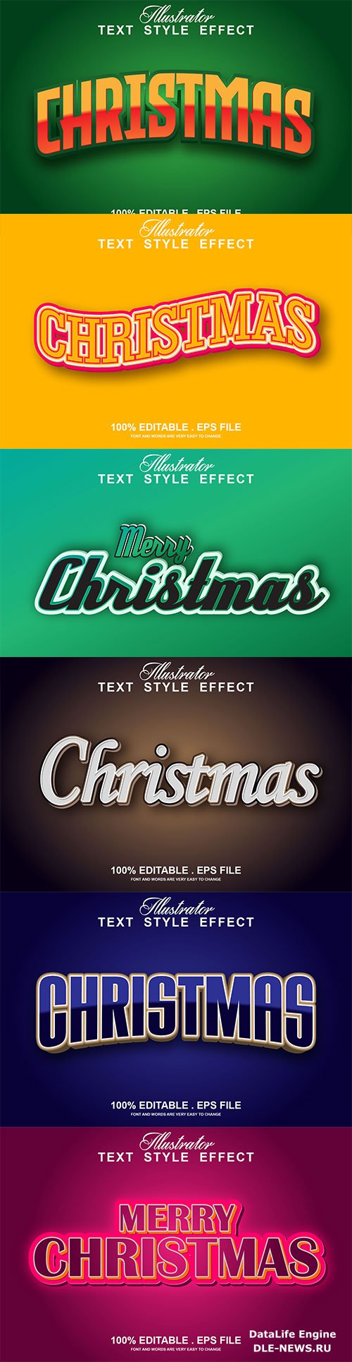 2022 New year, Merry christmas editable text effect premium vector vol 13