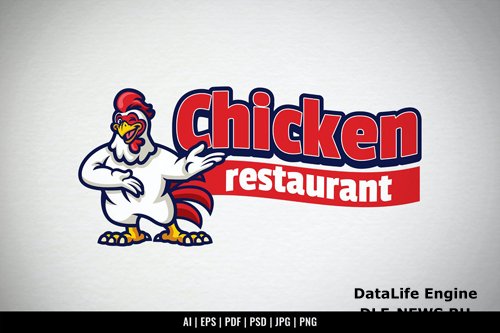 Chicken Restaurant Cartoon Mascot Logo