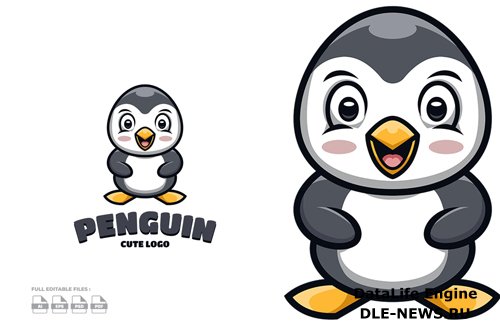 Cute Penguin Cartoon Logo