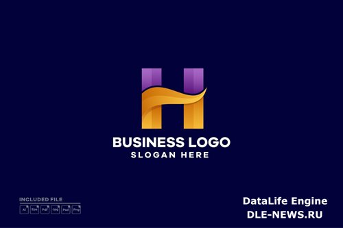 Abstract Letter H Gradient Logo Design