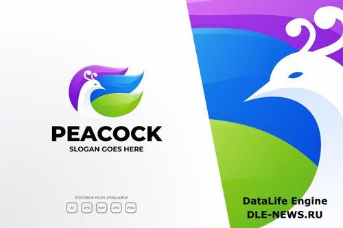 Modern Peacock Gradient Animal Logo Design