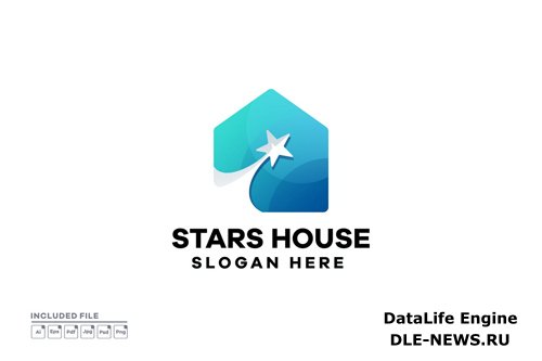 Stars House Gradient Logo Design