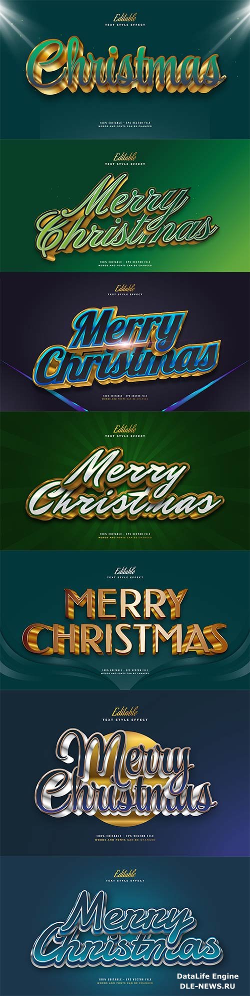 Merry christmas and happy new year 2022 editable vector text effects vol 23
