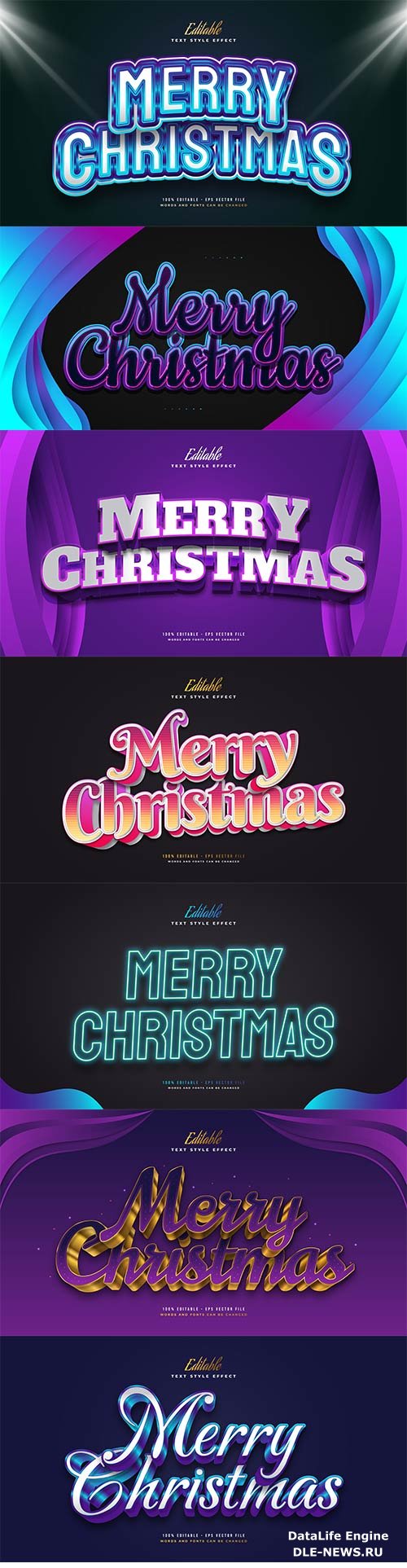 Merry christmas and happy new year 2022 editable vector text effects vol 22