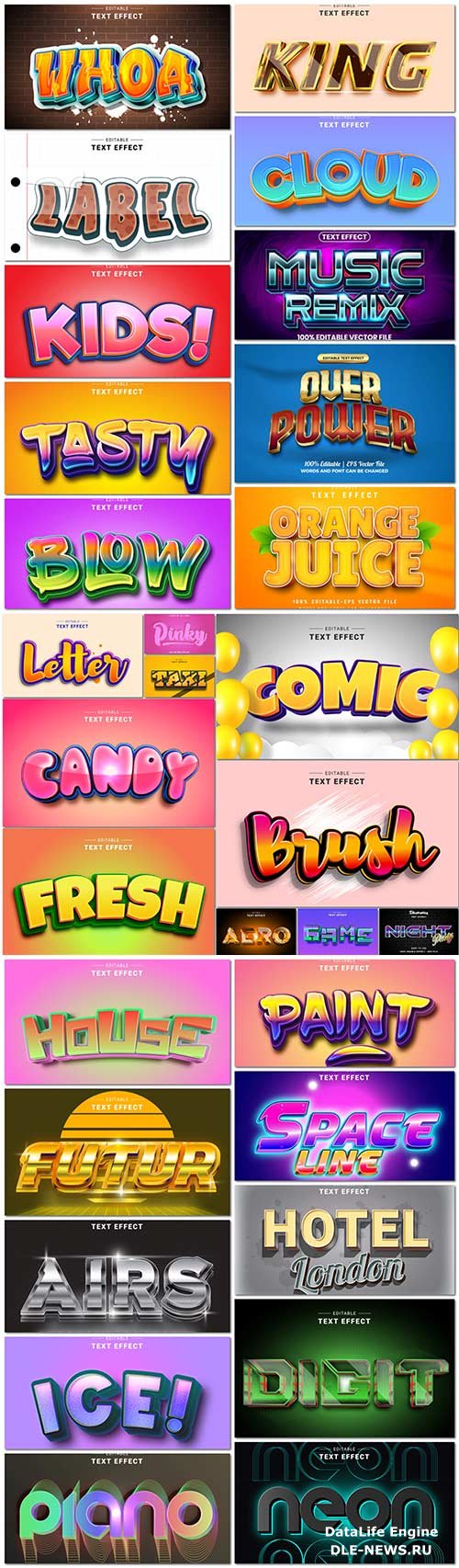 Bundle text style effect vector vol 61