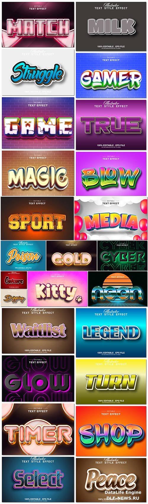 Bundle text style effect vector vol 54