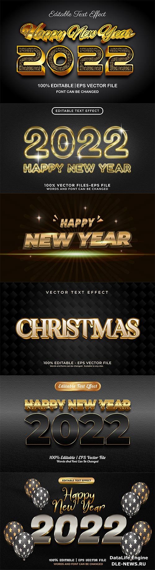 2022 New year and christmas editable text effect vector vol 29