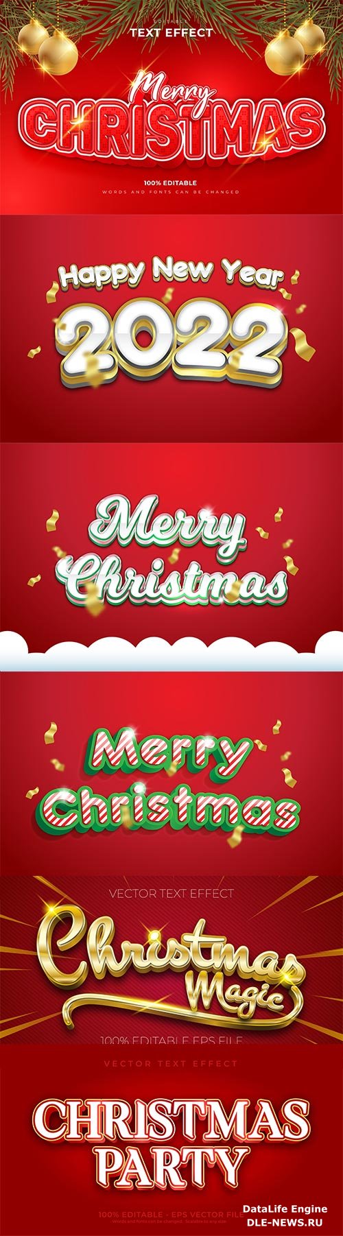 2022 New year and christmas editable text effect vector vol 27