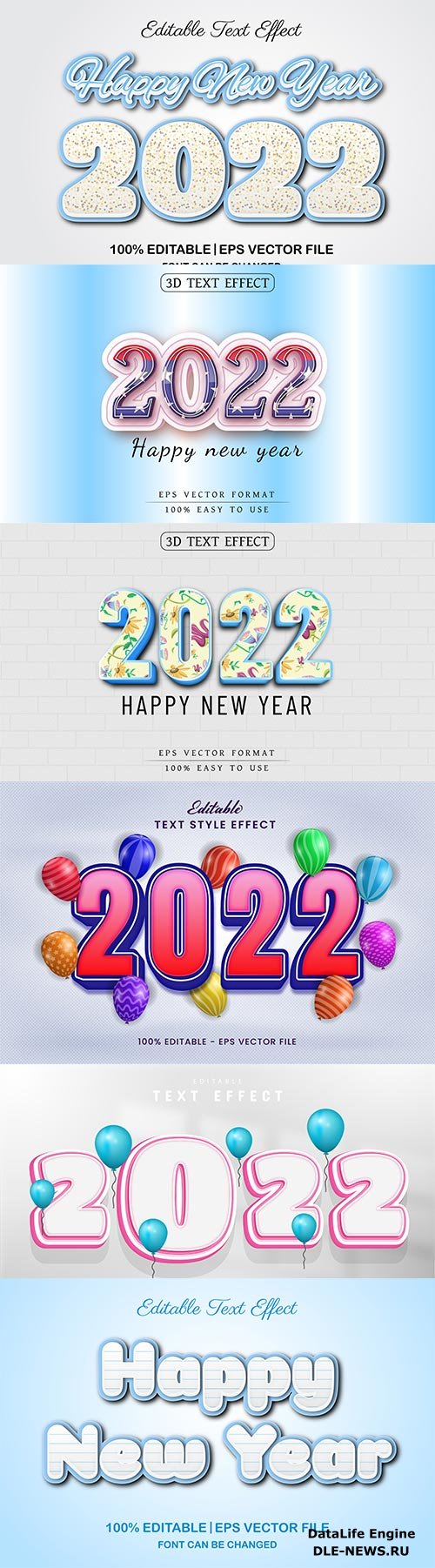 2022 New year and christmas editable text effect vector vol 26