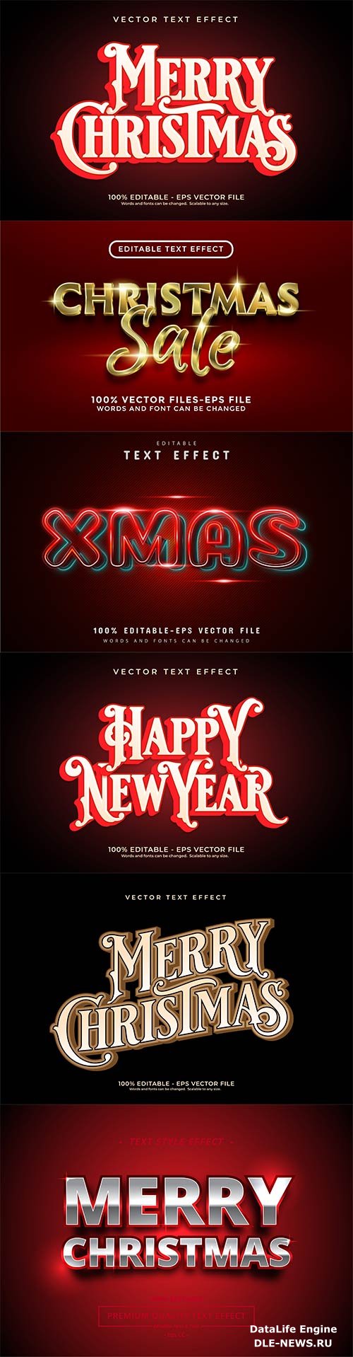 2022 New year and christmas editable text effect vector vol 23