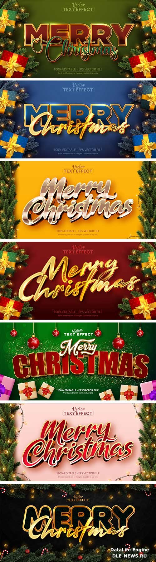 2022 New year and christmas editable text effect vector vol 24