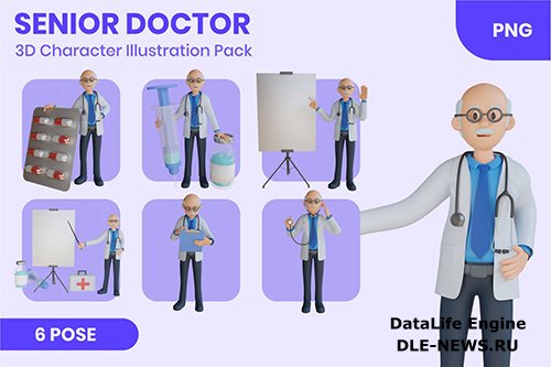 Senior Doctor 3D Mascot Character