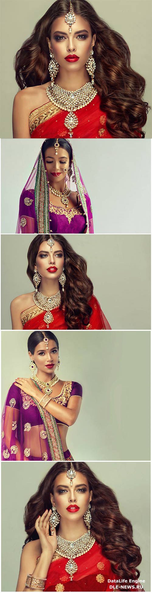 Luxurious indian girls in traditional dresses stock photo