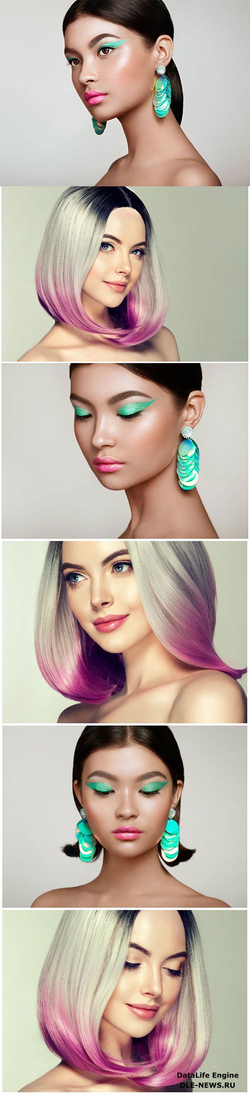 Fashion makeup and haircuts for women stock photo