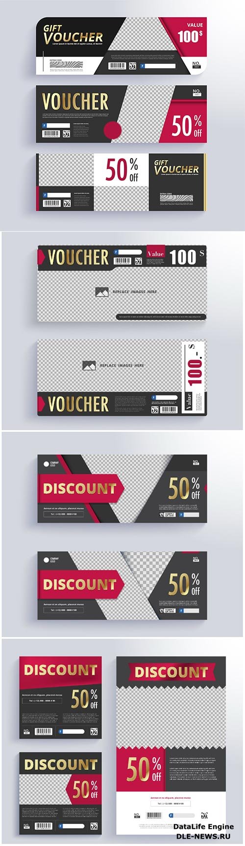 Vouchers and discount cards in vector