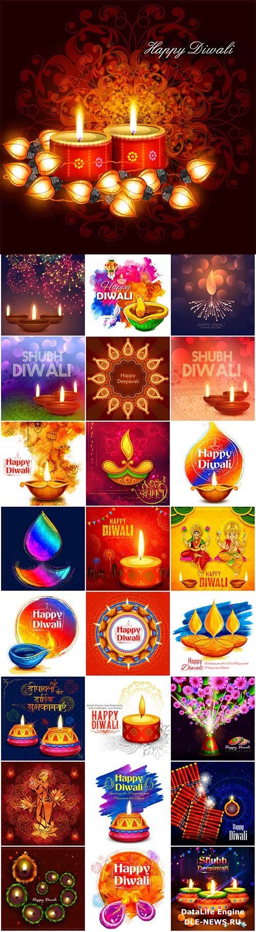 Diwali bright and colorful illustration in vector