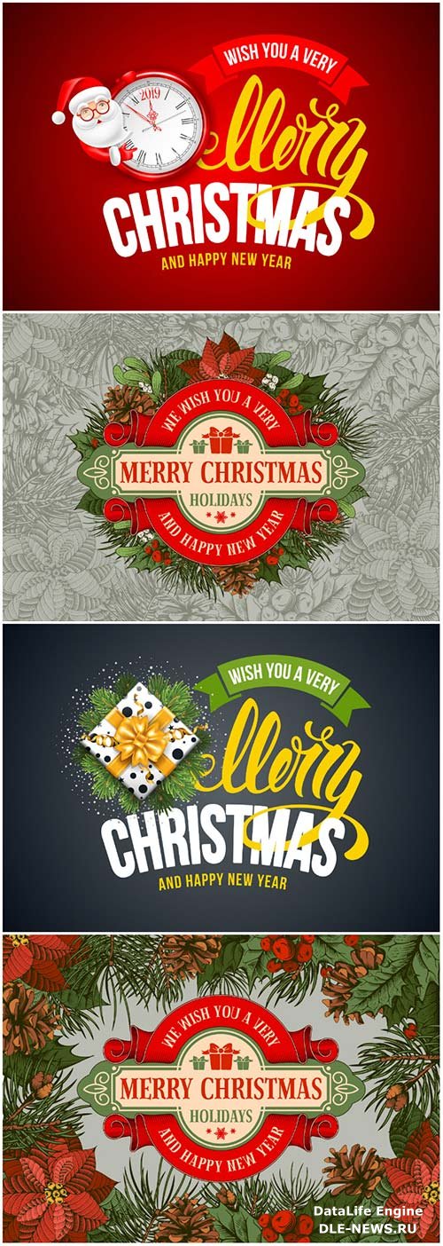 Christmas posters in vintage style in vector