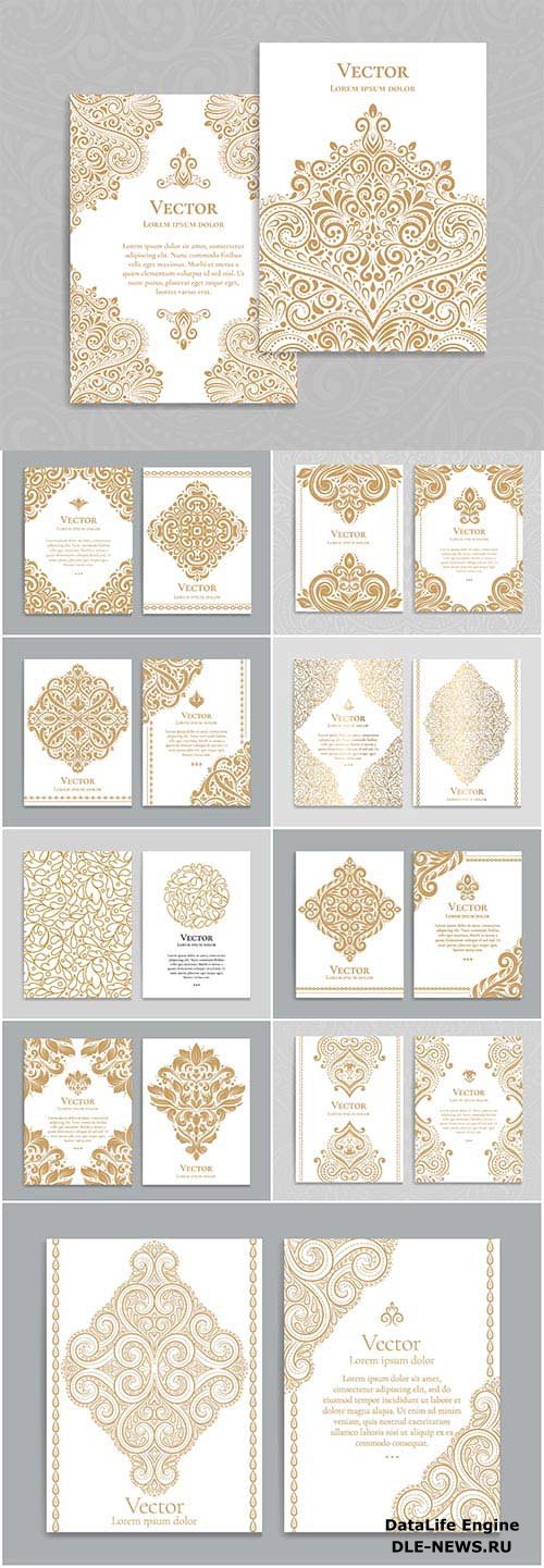 Vector cards with gold decor