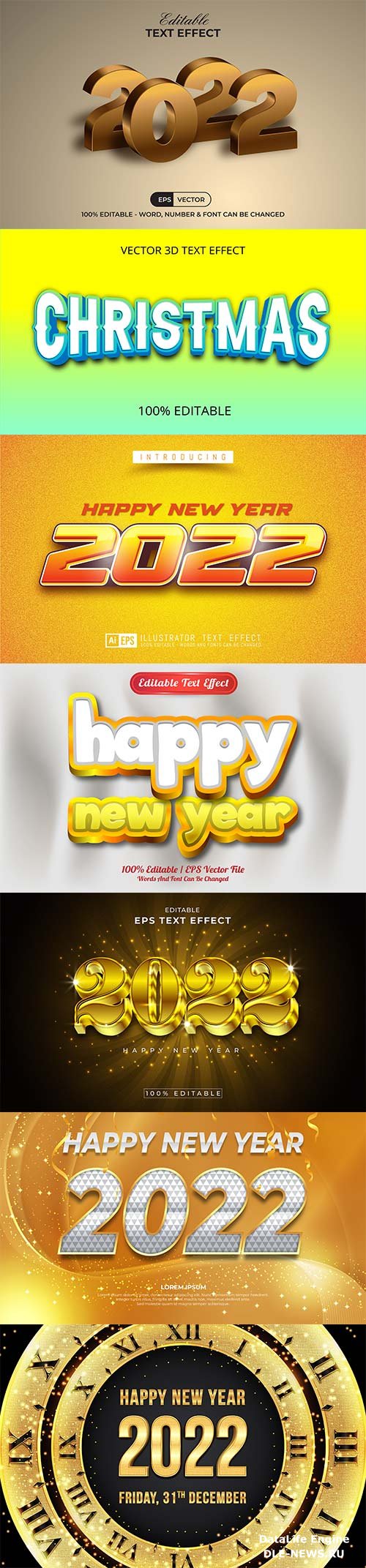 2022 New year and christmas editable text effect vector vol 39