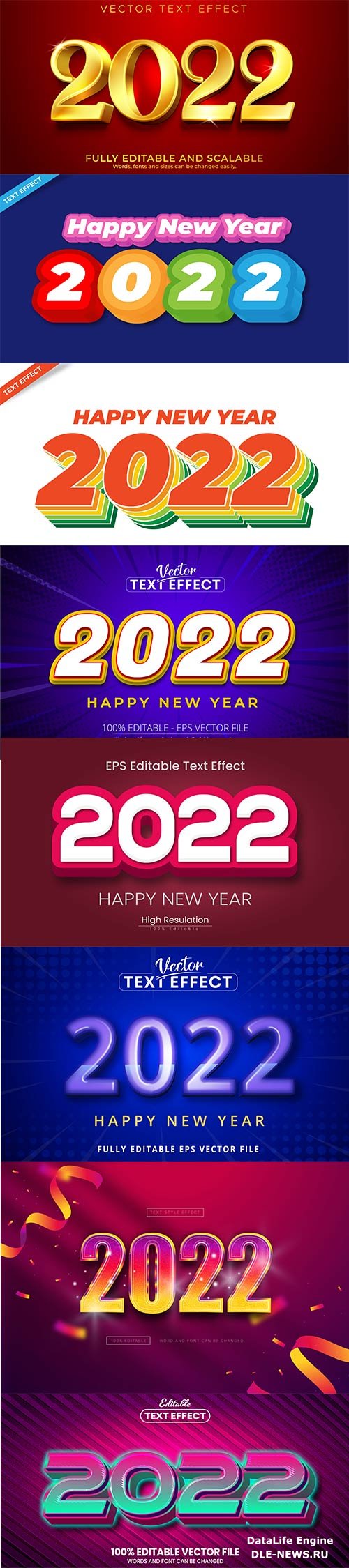 2022 New year and christmas editable text effect vector vol 36