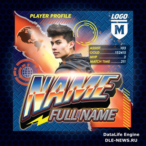 Player profile sport gamers vector templates design