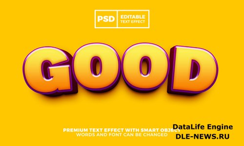 Good cartoon 3d editable text effect premium psd